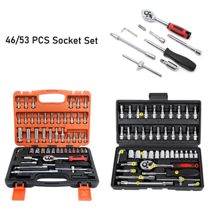 NEW Car Repair Tool Kit 46/53 Piece/Set 1/4-Inch Socket Set Car Repair Tool