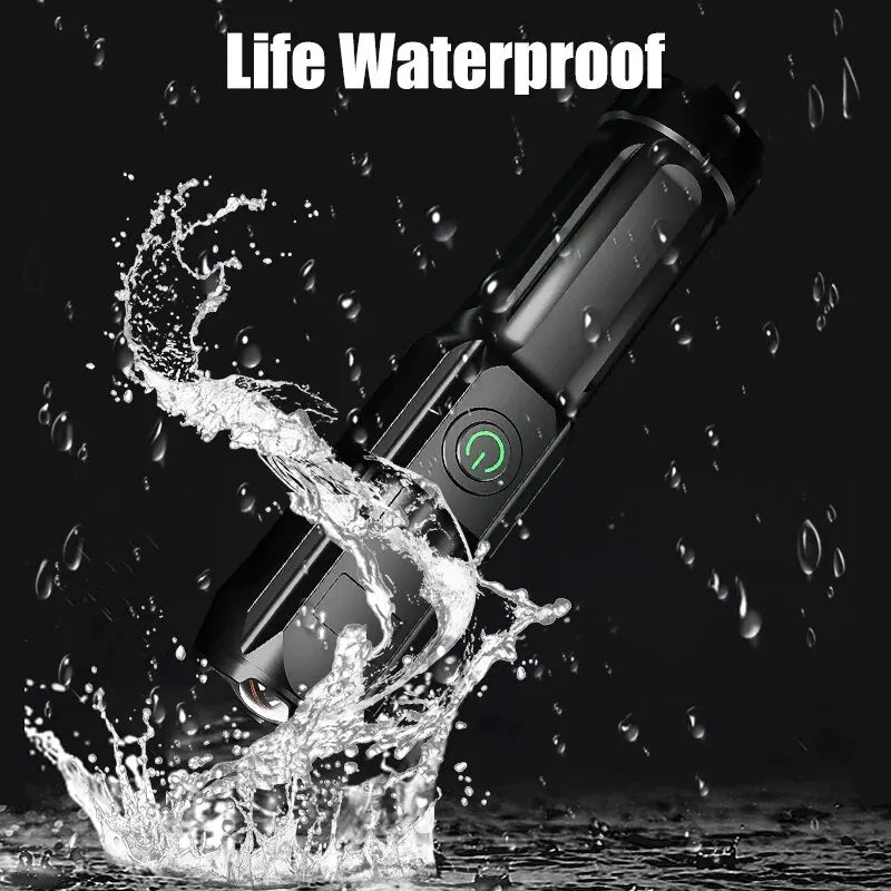 Powerful LED Flashlight Rechargeable USB 18650 Waterproof