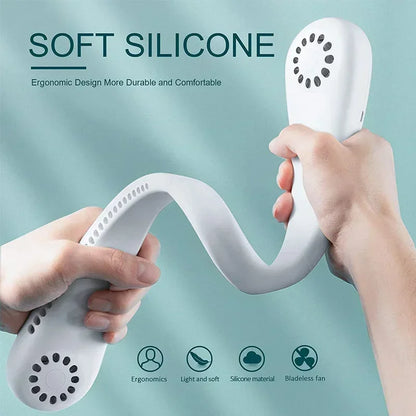 Mini neck less fan, long-lasting silent portable device, USB charging, digital screen, 3-speed