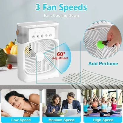 3 In 1 Fan AIr Conditioner Household Small Air Cooler LED Night