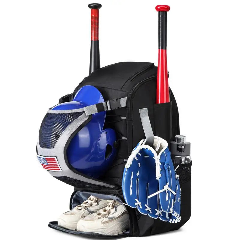 Large Capacity Baseball Softball Bag Hold Helmet 2 Tees Ball Bats Batting Glove Gear