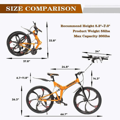 26 Inch Folding Mountain Bike,