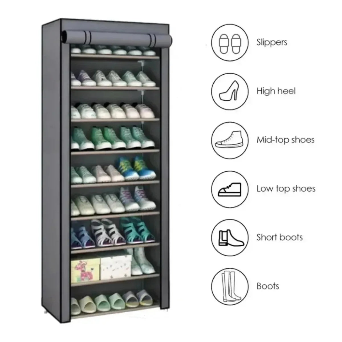 Multilayer Shoe Rack Organizer Dustproof Shoe Cabinet Multilayer Minimalist Nonwoven