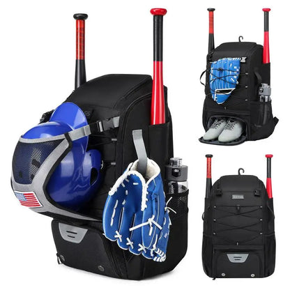 Large Capacity Baseball Softball Bag Hold Helmet 2 Tees Ball Bats Batting Glove Gear