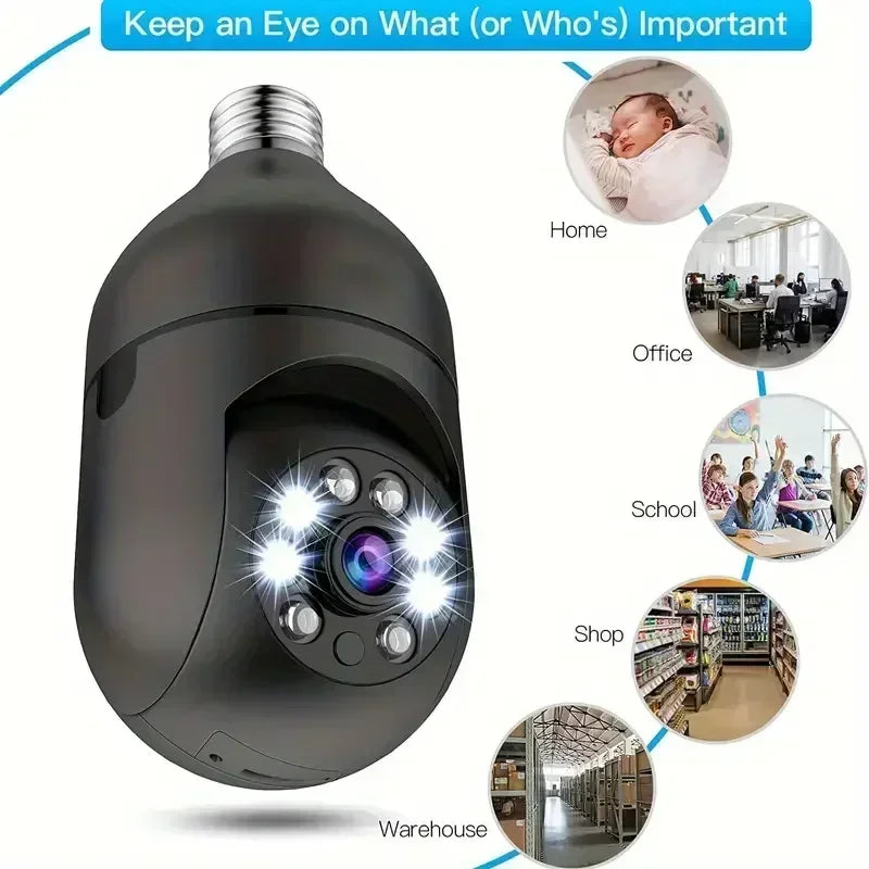 E27 Bulb Camera 4X Digital Zoom AI Human Motion Detect