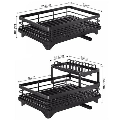 Dish Drying Rack Adjustable Kitchen Plates Organizer