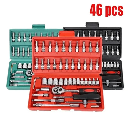 NEW Car Repair Tool Kit 46/53 Piece/Set 1/4-Inch Socket Set Car Repair Tool