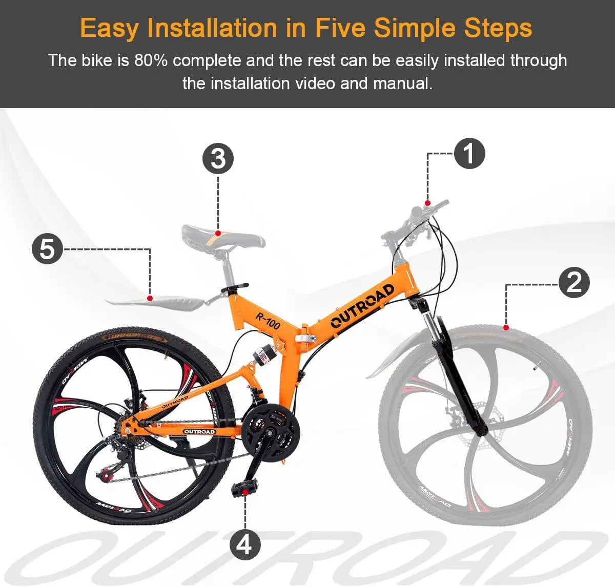 26 Inch Folding Mountain Bike,