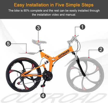 26 Inch Folding Mountain Bike,