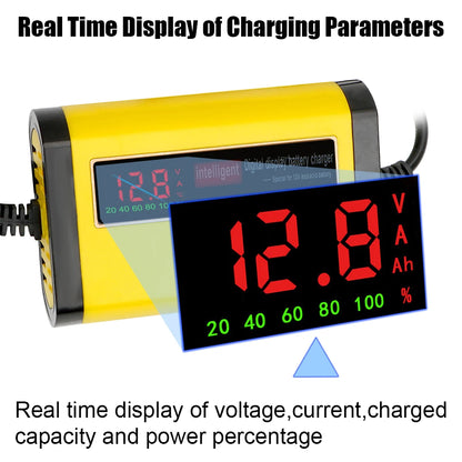 Full Automatic Car Battery Charger Digital LCD Display 2A Fast Charging