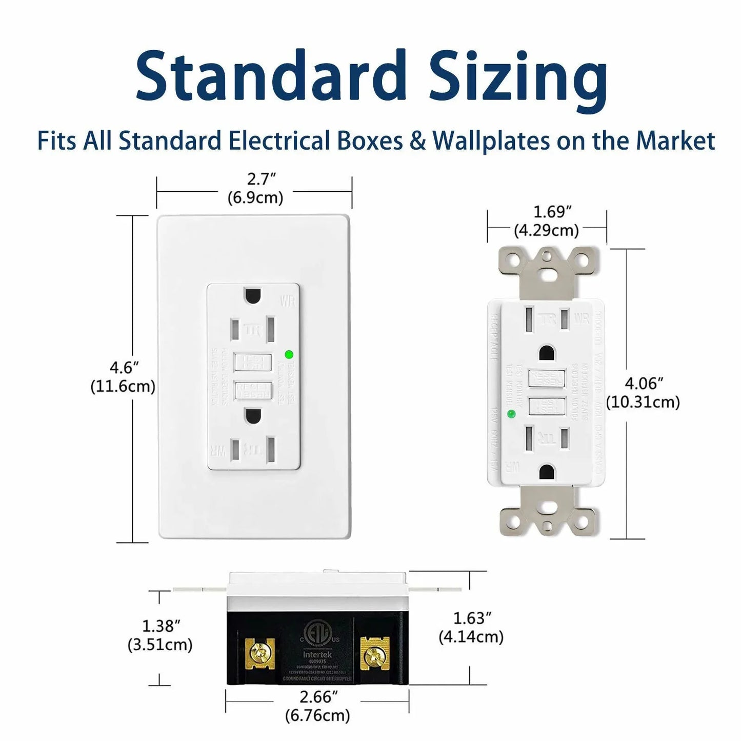 GFCI Outlet 15Amp Weather-Resistant White Wall Socket