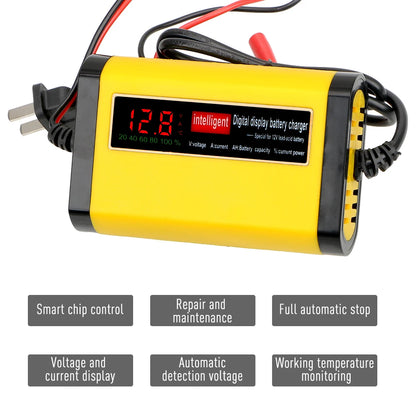 Full Automatic Car Battery Charger Digital LCD Display 2A Fast Charging