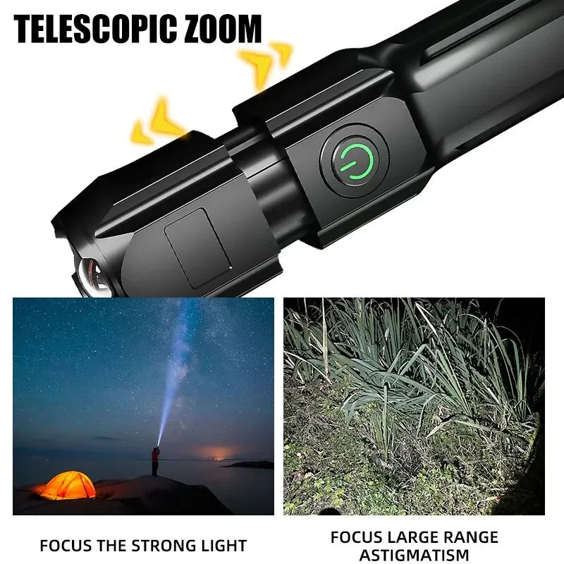 Powerful LED Flashlight Rechargeable USB 18650 Waterproof